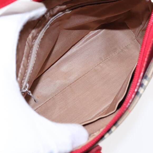 Burberry Nova Check Hand Bag Canvas Leather Beige Red Gold - Picture 12 of 16